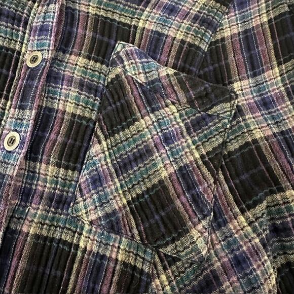Free People Juniper Ridge Snap Side Plaid Button Down Medium Raw Hem - Picture 8 of 11